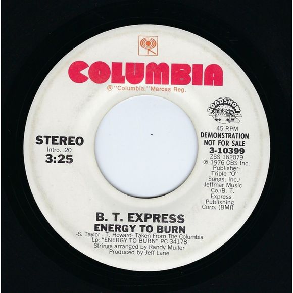 B.T. Express Promo 45 Energy To Burn (Mono) / Stereo on Columbia VG Funk - Picture 2 of 2